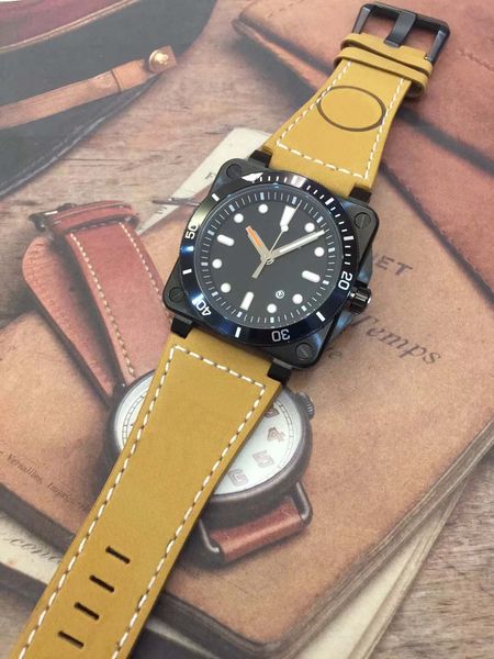 square black case mens wristwatches outdoor bellross black dial automatic watch aviation 46mm large men watches with yellow leather strap, Slivery;brown
square black case mens wristwatches outdoor bellross black dial automatic watch aviation 46mm large men watches with yellow leather strap, Slivery;brown