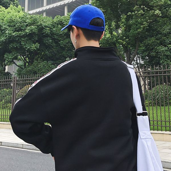 new style hong kong style japanese-style men's hoodie zipper loose-fit students couples teenager straight collar long sleeve bra, Black
new style hong kong style japanese-style men's hoodie zipper loose-fit students couples teenager straight collar long sleeve bra, Black