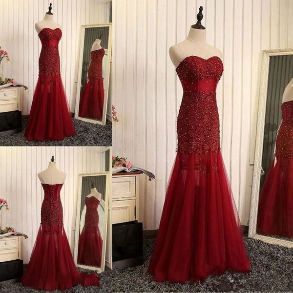 2019 sweetheart neck tulle long evening dresses lace up back appliques beaded long formal evening gowns prom dresses custom made, Black;red
2019 sweetheart neck tulle long evening dresses lace up back appliques beaded long formal evening gowns prom dresses custom made, Black;red