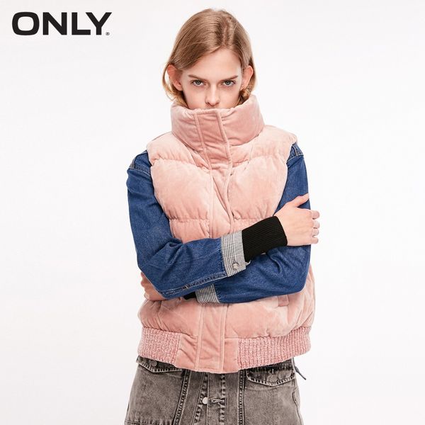 only womens' winter new high-neck velvet down vest bottom chenille line elastic cuff design|118352502, Black
only womens' winter new high-neck velvet down vest bottom chenille line elastic cuff design|118352502, Black