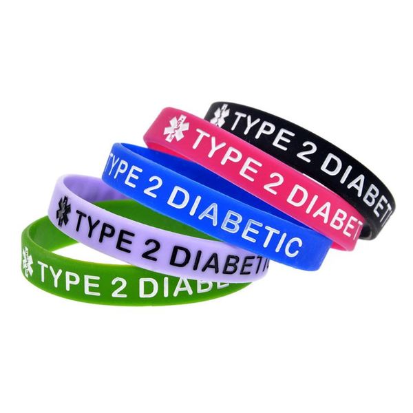 type 2 diabetic bracelet soft silicone hand strap 2 class diabetes care warning bracelet, Silver 
type 2 diabetic bracelet soft silicone hand strap 2 class diabetes care warning bracelet, Silver