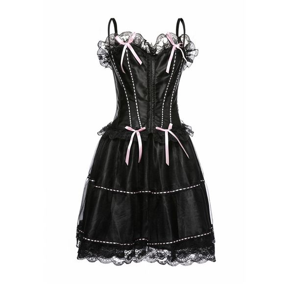 shoulder strap corset dress suit overbust satin korset with mini skirt 3 in 1 bustier suit plus size gorset set for women, Black;white
shoulder strap corset dress suit overbust satin korset with mini skirt 3 in 1 bustier suit plus size gorset set for women, Black;white