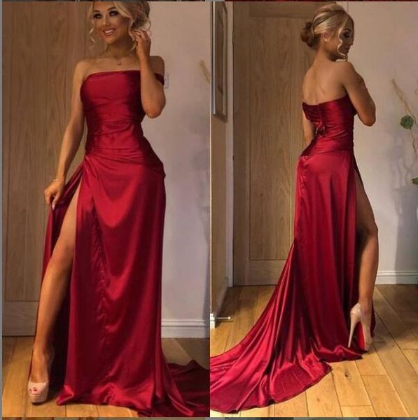 straight stretch new burgundy prom dresses 2019 split front formal dresses evening plus size vestidos de fiesta, Black
straight stretch new burgundy prom dresses 2019 split front formal dresses evening plus size vestidos de fiesta, Black