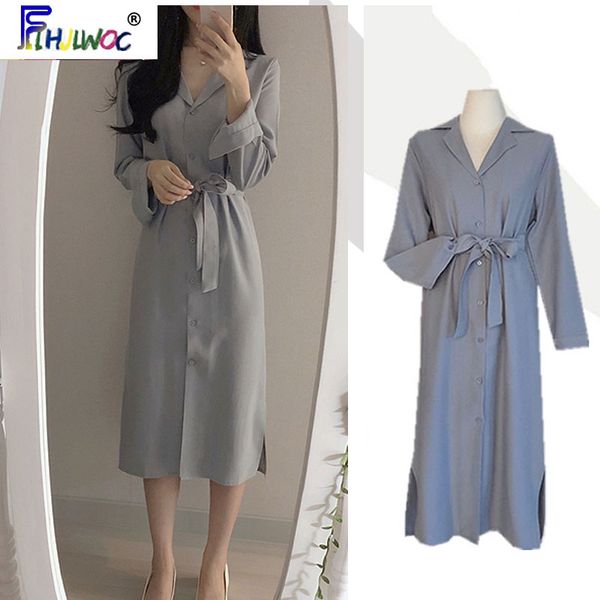 casual dresses elegant shirt s women long sleeve office lady korean style temperament fall ribbow bow tie split dress 3223, Black;gray
casual dresses elegant shirt s women long sleeve office lady korean style temperament fall ribbow bow tie split dress 3223, Black;gray