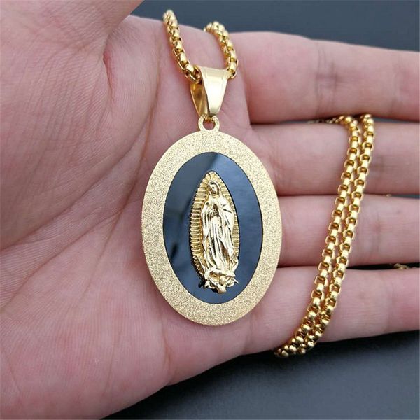 virgin mary pendant necklace stainless steel men christian jewelry lady of guadalupe miraculous oval medal necklace, Silver
virgin mary pendant necklace stainless steel men christian jewelry lady of guadalupe miraculous oval medal necklace, Silver