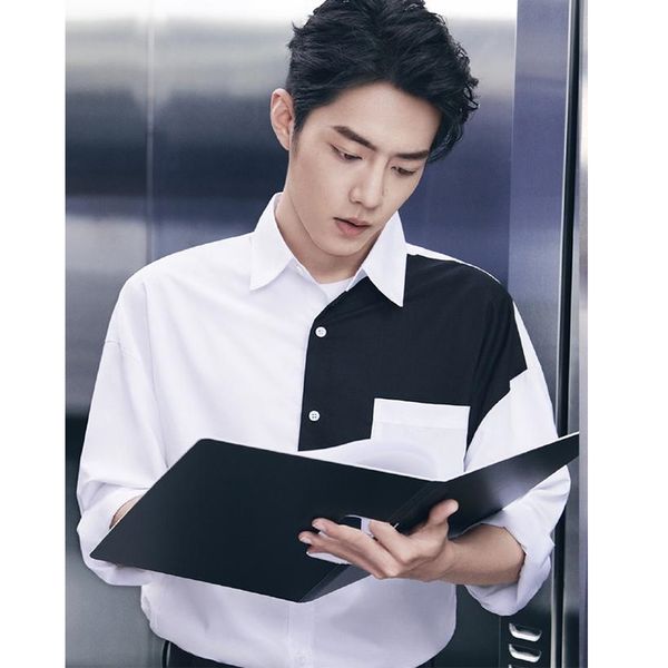 s-6xl 2020 new men's clothing hair stylist gd fashion show stage lovers handsome stitching shirt plus size costumes, White;black
s-6xl 2020 new men's clothing hair stylist gd fashion show stage lovers handsome stitching shirt plus size costumes, White;black