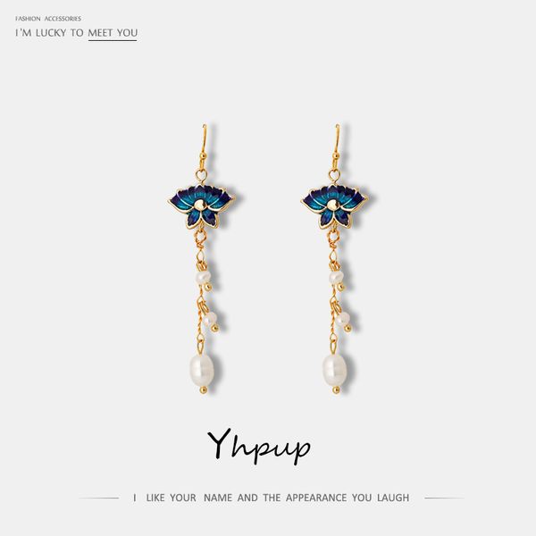 yhpup trendy elegant cloisonne natural pearls long chain dangle earrings copper handmade enamel exquisite jewelry for women gift, Silver
yhpup trendy elegant cloisonne natural pearls long chain dangle earrings copper handmade enamel exquisite jewelry for women gift, Silver