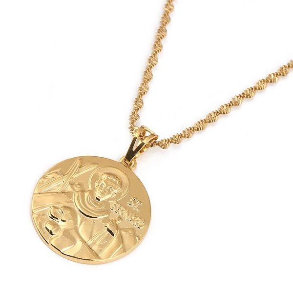 st bernard cross jewelry gold color catholic patron saint medal pendant necklace, Silver
st bernard cross jewelry gold color catholic patron saint medal pendant necklace, Silver