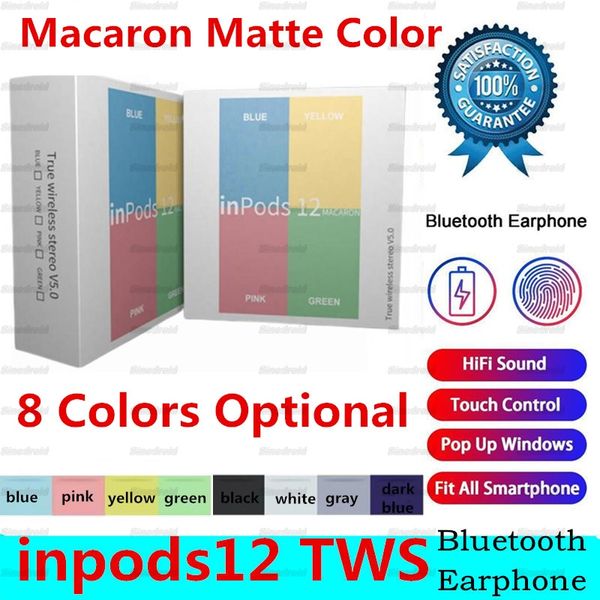 

inpods12 tws macaron color 8 colors true headphones wireless stereo inpods 12 i12 earbuds touch earphone with charging box pop up window