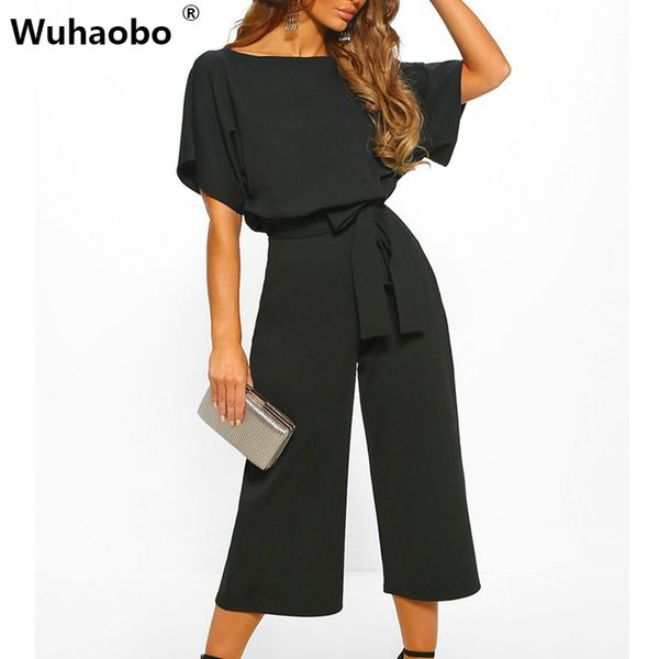 wuhaobo elegant short sleeve o neck lace up office jumpsuits overalls for women summer 2020 casual midi playsuit wide leg pants, Black;white
wuhaobo elegant short sleeve o neck lace up office jumpsuits overalls for women summer 2020 casual midi playsuit wide leg pants, Black;white