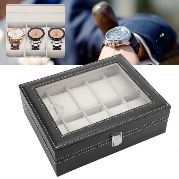 portable pu leather flannel lining glass cover watch bag 10 slots jewelry display case storage holder watch box, Black;blue
portable pu leather flannel lining glass cover watch bag 10 slots jewelry display case storage holder watch box, Black;blue