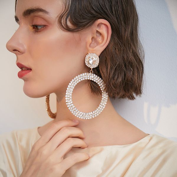 high-quality fashion design stylish simple fashion super delicate shiny diamond large circle earrings for chic lady, gift for girlfriend, Black;brown
high-quality fashion design stylish simple fashion super delicate shiny diamond large circle earrings for chic lady, gift for girlfriend, Black;brown