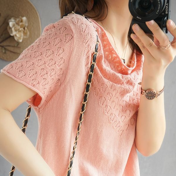 2020 hollow women's short sleeve cotton t- jacket cotton t-shirt loose slim thin round collar half sleeve knitted shirt, White
2020 hollow women's short sleeve cotton t- jacket cotton t-shirt loose slim thin round collar half sleeve knitted shirt, White
