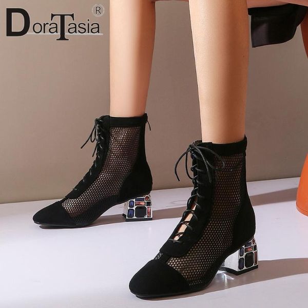doratasia fashion ladies summer boots solid style strange party boots women round toe lace up air mesh high heel shoes woman, Black
doratasia fashion ladies summer boots solid style strange party boots women round toe lace up air mesh high heel shoes woman, Black