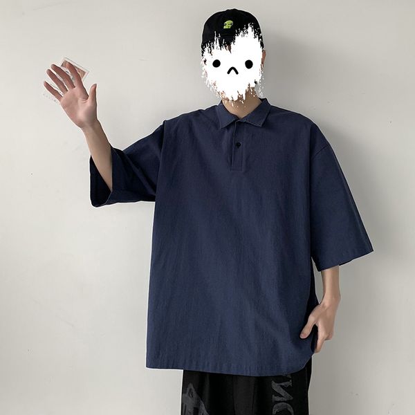 men loose pullover short sleeve casual shirt male vintage fashion blue shirt, White;black
men loose pullover short sleeve casual shirt male vintage fashion blue shirt, White;black