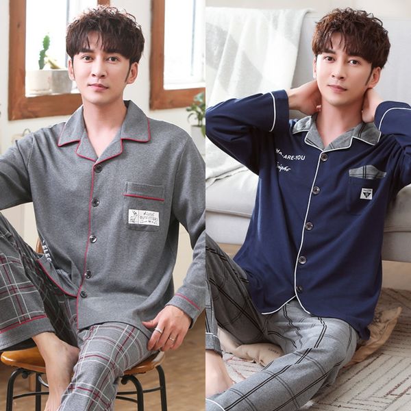 pajamas men's long-sleeved cotton teenager cardigan cotton autumn men's pajamas suit set home clothes home clothes set, Blue;red
pajamas men's long-sleeved cotton teenager cardigan cotton autumn men's pajamas suit set home clothes home clothes set, Blue;red