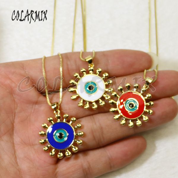 10 strands solar pendants enamel colors pendants necklace round eye necklace accessories for women 5913, Silver
10 strands solar pendants enamel colors pendants necklace round eye necklace accessories for women 5913, Silver