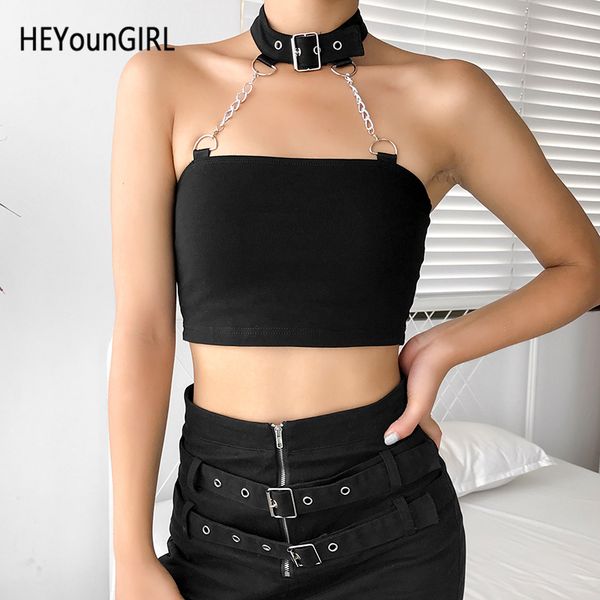 heyoungirl black harajuku halter crop women gothic backless tank tees sleeveless mini vest summer streetwear, White
heyoungirl black harajuku halter crop women gothic backless tank tees sleeveless mini vest summer streetwear, White