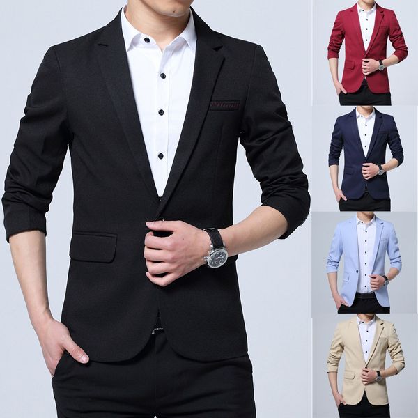 2019 new casual blazer masculino men's fashion new style one button suit for self-cultivation business coat blazer hombre #7, White;black
2019 new casual blazer masculino men's fashion new style one button suit for self-cultivation business coat blazer hombre #7, White;black