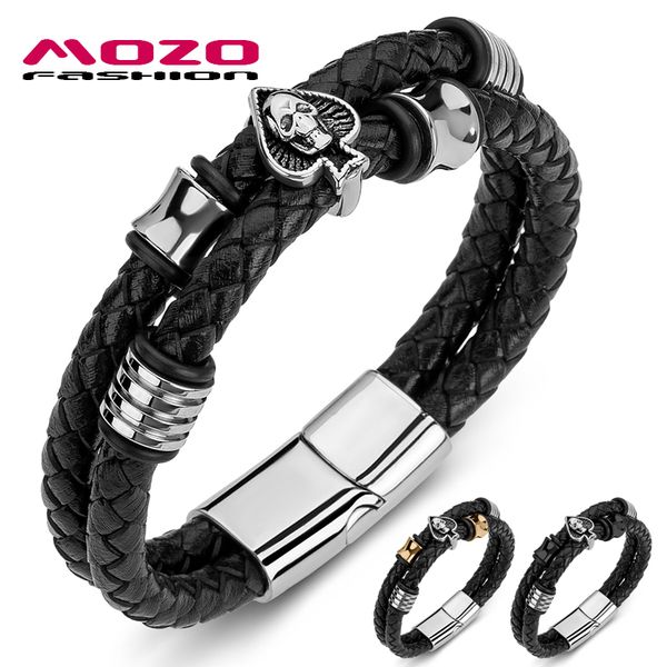 2020 new men trendy bracelet braided genuine leather rope chain stainless steel skull punk bangle jewelry, Golden;silver
2020 new men trendy bracelet braided genuine leather rope chain stainless steel skull punk bangle jewelry, Golden;silver