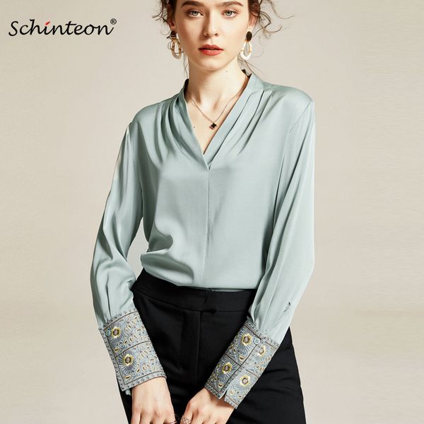 2020 schinteon spring женщины real шелковую блузку v-образным вырезом с длинным рукавом воротник вышиванки офис lady vintage рубашка сыпучие, White
2020 schinteon spring женщины real шелковую блузку v-образным вырезом с длинным рукавом воротник вышиванки офис lady vintage рубашка сыпучие, White