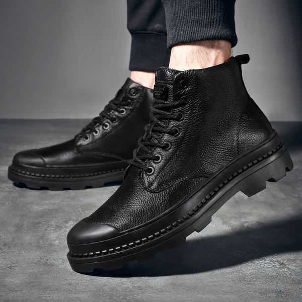 men's snow boots british genuine leather plush warm handsome stylish lace-up ankle boots outdoor motorcycle boots, Black
men's snow boots british genuine leather plush warm handsome stylish lace-up ankle boots outdoor motorcycle boots, Black