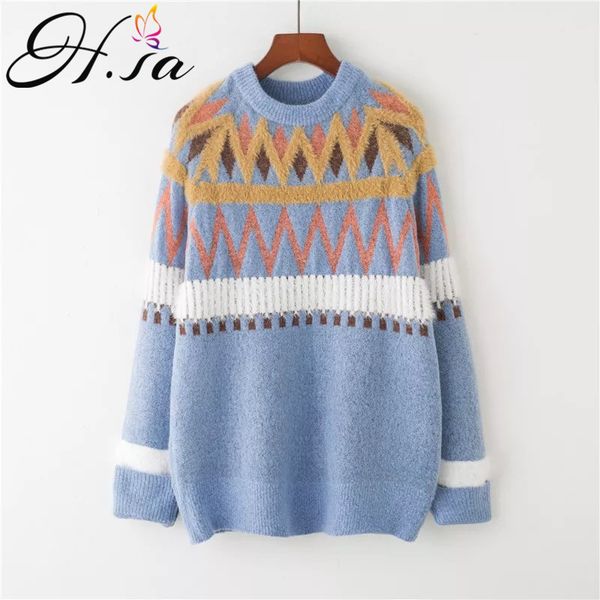 h.sa woman sweater pullovers long sleeve loose oversized knitted jumpers oneck geometric pullover jumpers cashmere sweater 2018, White;black
h.sa woman sweater pullovers long sleeve loose oversized knitted jumpers oneck geometric pullover jumpers cashmere sweater 2018, White;black