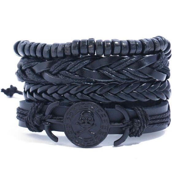 2020 men's bracelet diy multiple black skull wax rope beading combination suit bracelet 4styles/1set
2020 men's bracelet diy multiple black skull wax rope beading combination suit bracelet 4styles/1set