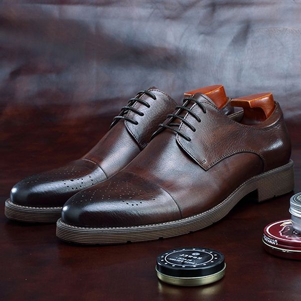 new vintage man formal dress brogue shoes genuine leather office party oxfords round toe derby men's retro footwear bgq181, Black
new vintage man formal dress brogue shoes genuine leather office party oxfords round toe derby men's retro footwear bgq181, Black