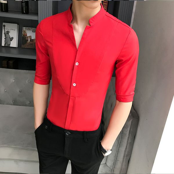 stand-up collar chinese shirt men's slim korean clothes men half sleeve 2020 summer designer club shirt men's casual streetwear, White;black
stand-up collar chinese shirt men's slim korean clothes men half sleeve 2020 summer designer club shirt men's casual streetwear, White;black