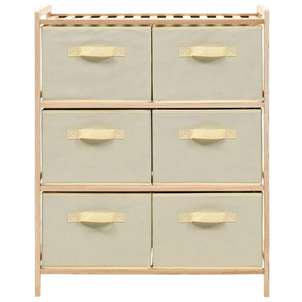 storage shelf 6 baskets fabric and wood cedar beige living room furniture