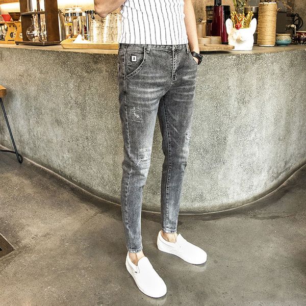 men's jeans spring autumn 2021 fashion teenagers denim korean male gray ankle length pants slim feet pencil, Blue
men's jeans spring autumn 2021 fashion teenagers denim korean male gray ankle length pants slim feet pencil, Blue