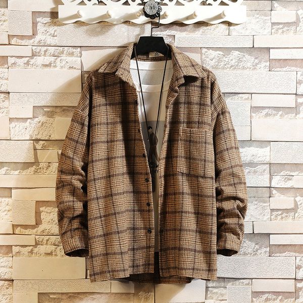 men's autumn woolen casual fashion loose plaid coat winter patchwork outwear unique charm turn-down collar coat, Black;brown
men's autumn woolen casual fashion loose plaid coat winter patchwork outwear unique charm turn-down collar coat, Black;brown
