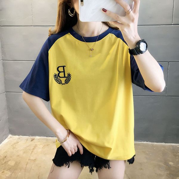 2020 женщин улицы harajuku стиль весна и лето новой тенденции вышивка случайного цвет шеи с коротким рукавом футболка женских, White 
2020 женщин улицы harajuku стиль весна и лето новой тенденции вышивка случайного цвет шеи с коротким рукавом футболка женских, White