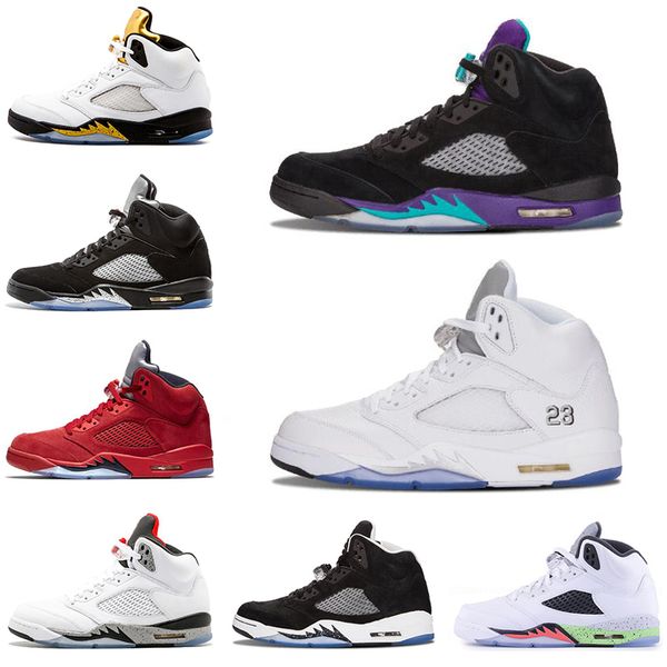 2019 mens basketball shoes 5 5s black grape white cement oreo olympic gold medal space jam blue fire red sport sneakers size 7-13, White;red
2019 mens basketball shoes 5 5s black grape white cement oreo olympic gold medal space jam blue fire red sport sneakers size 7-13, White;red