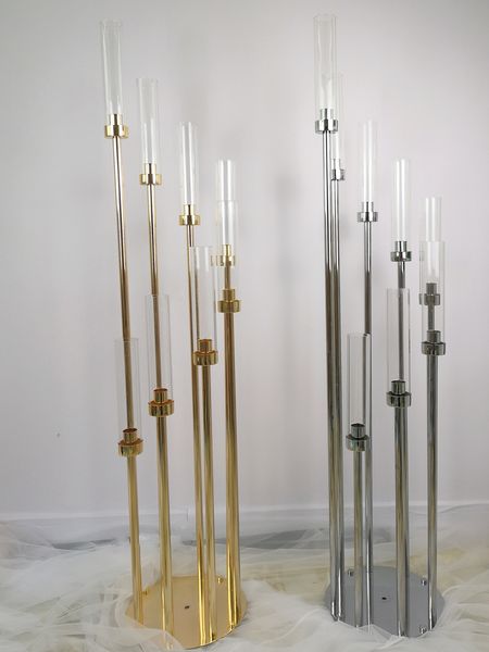 Base Metal Candle Holders Candlestick Round Table Candelabrum Wedding Centerpiece Candelabra Party Luxury Christmas Home Decoration Y260604