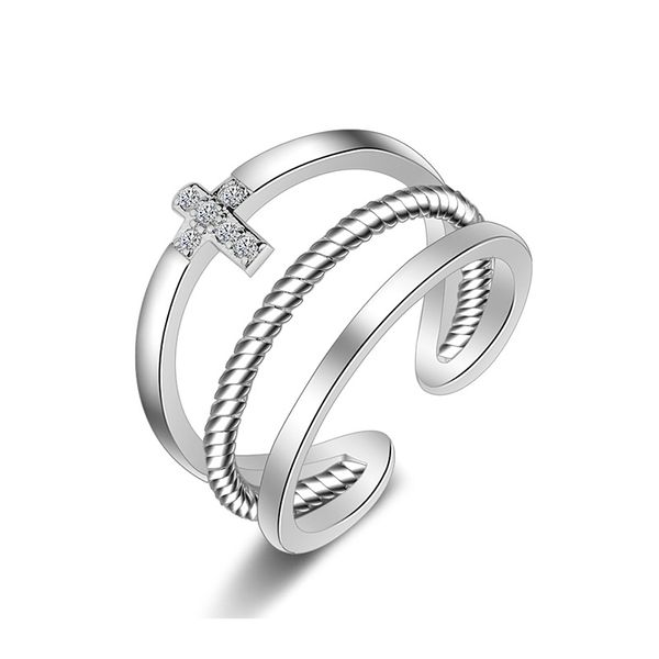 opening brass ring three layer circle middle cross shape with zircon setting imitation rhodium rose gold plated woman gift, Silver
opening brass ring three layer circle middle cross shape with zircon setting imitation rhodium rose gold plated woman gift, Silver