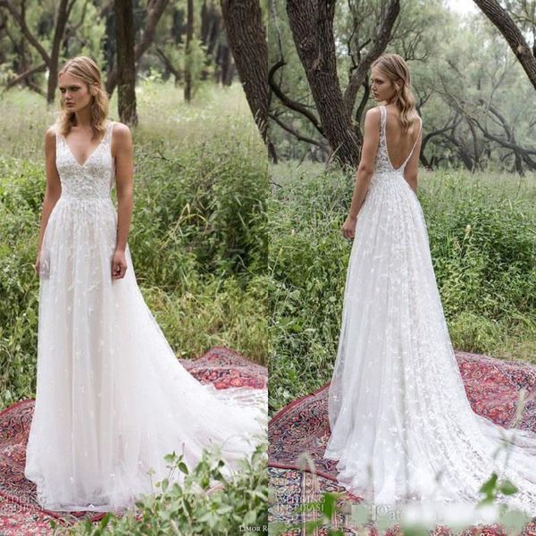 limor rosen 2020 garden lace wedding dresses israel deep v neck backless sleeveless a line sweep train romantic tulle bridal gowns, White
limor rosen 2020 garden lace wedding dresses israel deep v neck backless sleeveless a line sweep train romantic tulle bridal gowns, White