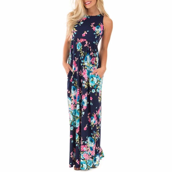 women summer sleeveless boho floral print casual beach holiday party pockets maxi long dress vestido sundress female#241057, Black;gray
women summer sleeveless boho floral print casual beach holiday party pockets maxi long dress vestido sundress female#241057, Black;gray