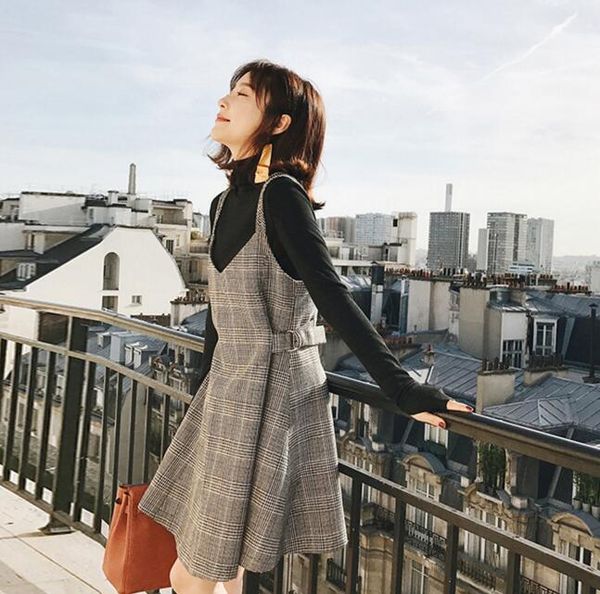 autumn and winter new korean women's dress with a retro woolen plaid skirt dress tide, Black;gray
autumn and winter new korean women's dress with a retro woolen plaid skirt dress tide, Black;gray