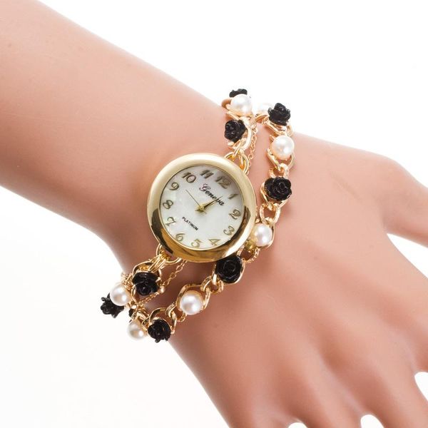 casual bracelet watches for women 2019 brand new lady imitation pearl black flowers alloy chain strap wristwatches quartz dress watch lw073, Slivery;brown
casual bracelet watches for women 2019 brand new lady imitation pearl black flowers alloy chain strap wristwatches quartz dress watch lw073, Slivery;brown