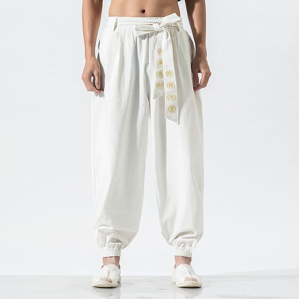men's pants 5 colors men belt embroidery chinese style loose casual harem male streetwear hip hop trouser joggers sweatpants, Black
men's pants 5 colors men belt embroidery chinese style loose casual harem male streetwear hip hop trouser joggers sweatpants, Black