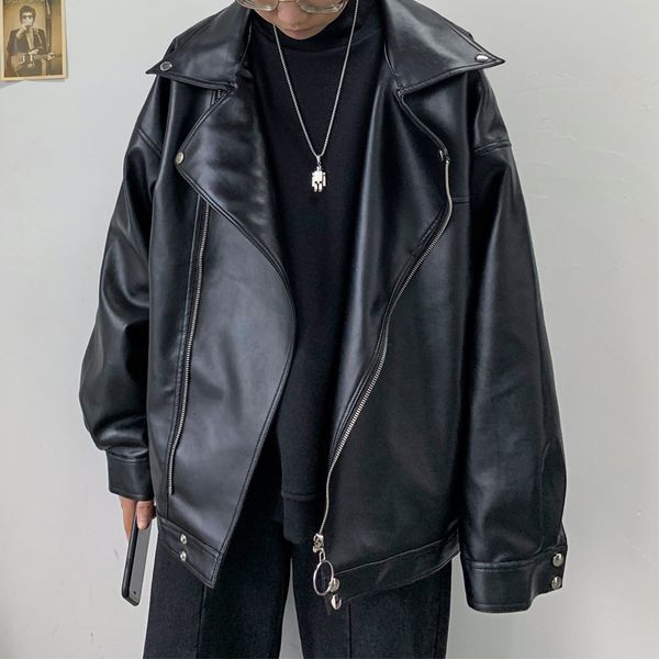 2019 new large size winter simple popular men's loose korean version of the wild pu leather retro casual jacket, Black;brown
2019 new large size winter simple popular men's loose korean version of the wild pu leather retro casual jacket, Black;brown