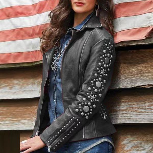 women pu coat gothic punk autumn winter motorcycle slim jacket solid cool ladies leather coat biker clubwear outerwear, Black;brown
women pu coat gothic punk autumn winter motorcycle slim jacket solid cool ladies leather coat biker clubwear outerwear, Black;brown