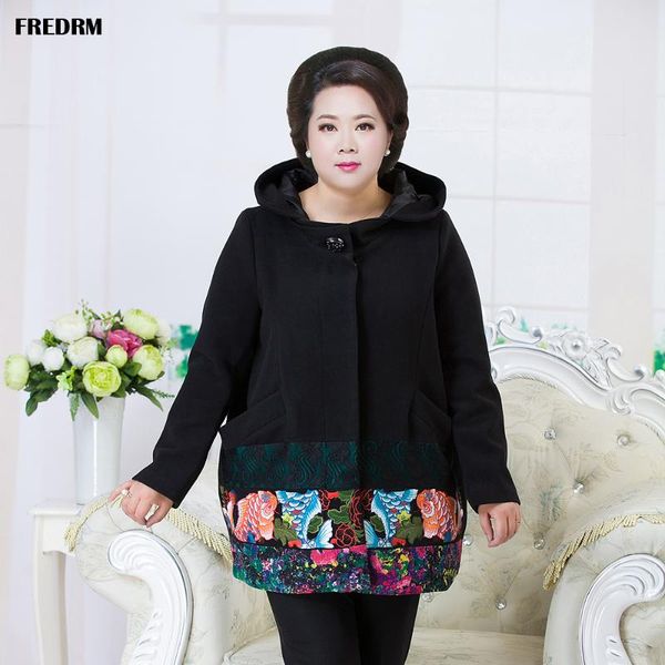 women winter trench coats 2019 new woolen overcoats hood floral print coats plus over size euro 50 female middle-aged outerwear, Tan;black
women winter trench coats 2019 new woolen overcoats hood floral print coats plus over size euro 50 female middle-aged outerwear, Tan;black