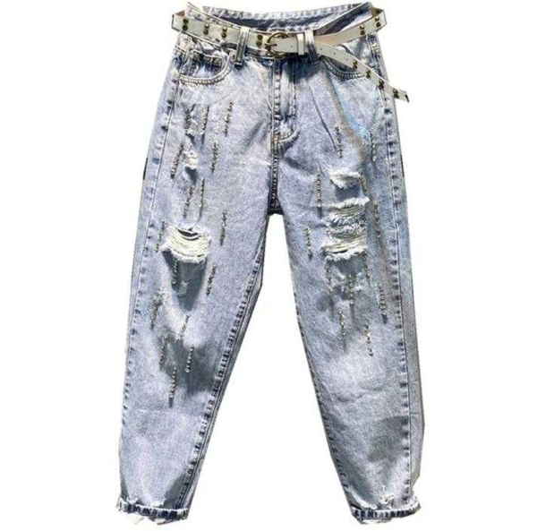 women's jeans 2021 spring auutmn fashion sequined diamond women high waist loose hole cross pants plus size, Blue
women's jeans 2021 spring auutmn fashion sequined diamond women high waist loose hole cross pants plus size, Blue