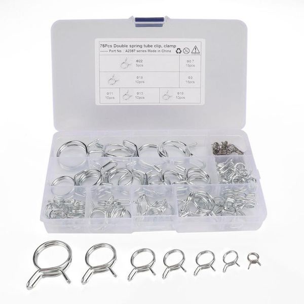 75pcs/set car spring clips double wire fuel line silicone hose tube spring clamps 6.7-23 clamps with storage box
75pcs/set car spring clips double wire fuel line silicone hose tube spring clamps 6.7-23 clamps with storage box