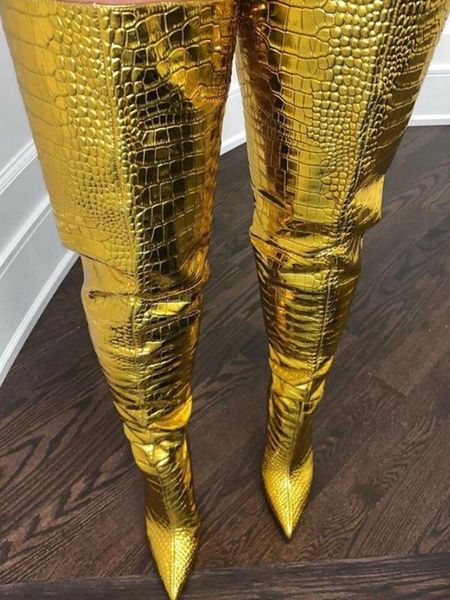 gold long boots over the knee stiletto high heel pointed toe snake skin zipper boots ladies winter night club shoes fashion, Black
gold long boots over the knee stiletto high heel pointed toe snake skin zipper boots ladies winter night club shoes fashion, Black
