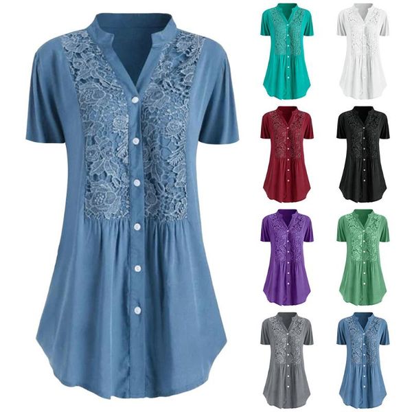 plus size fashion lace blouse v-neck buttons tunic casual summer ladies female women short sleeve blusas pullover, White
plus size fashion lace blouse v-neck buttons tunic casual summer ladies female women short sleeve blusas pullover, White