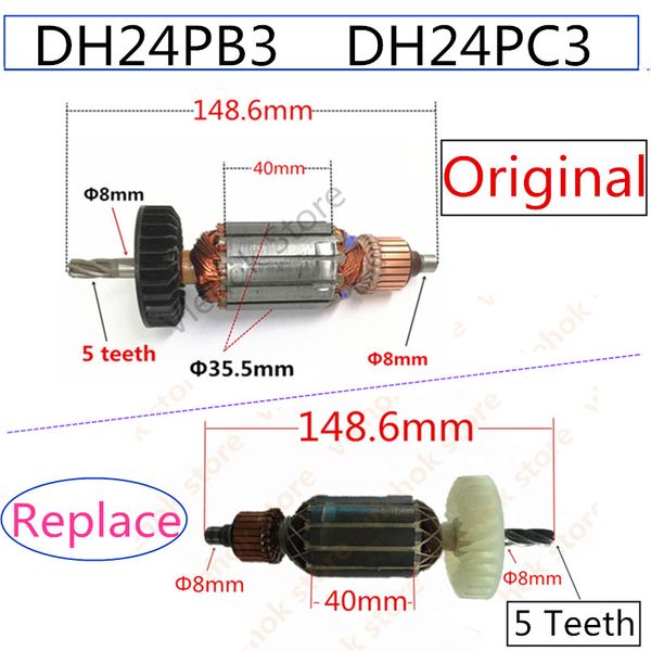 ac220v - 240v 5 teeth c210716e 360720e armature rotor for hitachi dh24pb3 dh24pc3 power tool accessories electric tools part
ac220v - 240v 5 teeth c210716e 360720e armature rotor for hitachi dh24pb3 dh24pc3 power tool accessories electric tools part